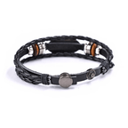 Pulsera de cuero trenzado negro con inscripción JESÚS ES SEÑOR