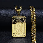 Collar con Colgante de la Virgen de Guadalupe con Corazón - Dije con Borde