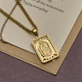Collar con Colgante de la Virgen de Guadalupe con Corazón - Dije con Borde