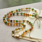 Pulsera de Rosario de Navidad de Malaquita Multicapa con Cruz y Medalla