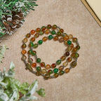 Pulsera de Rosario de Navidad de Malaquita Multicapa con Cruz y Medalla