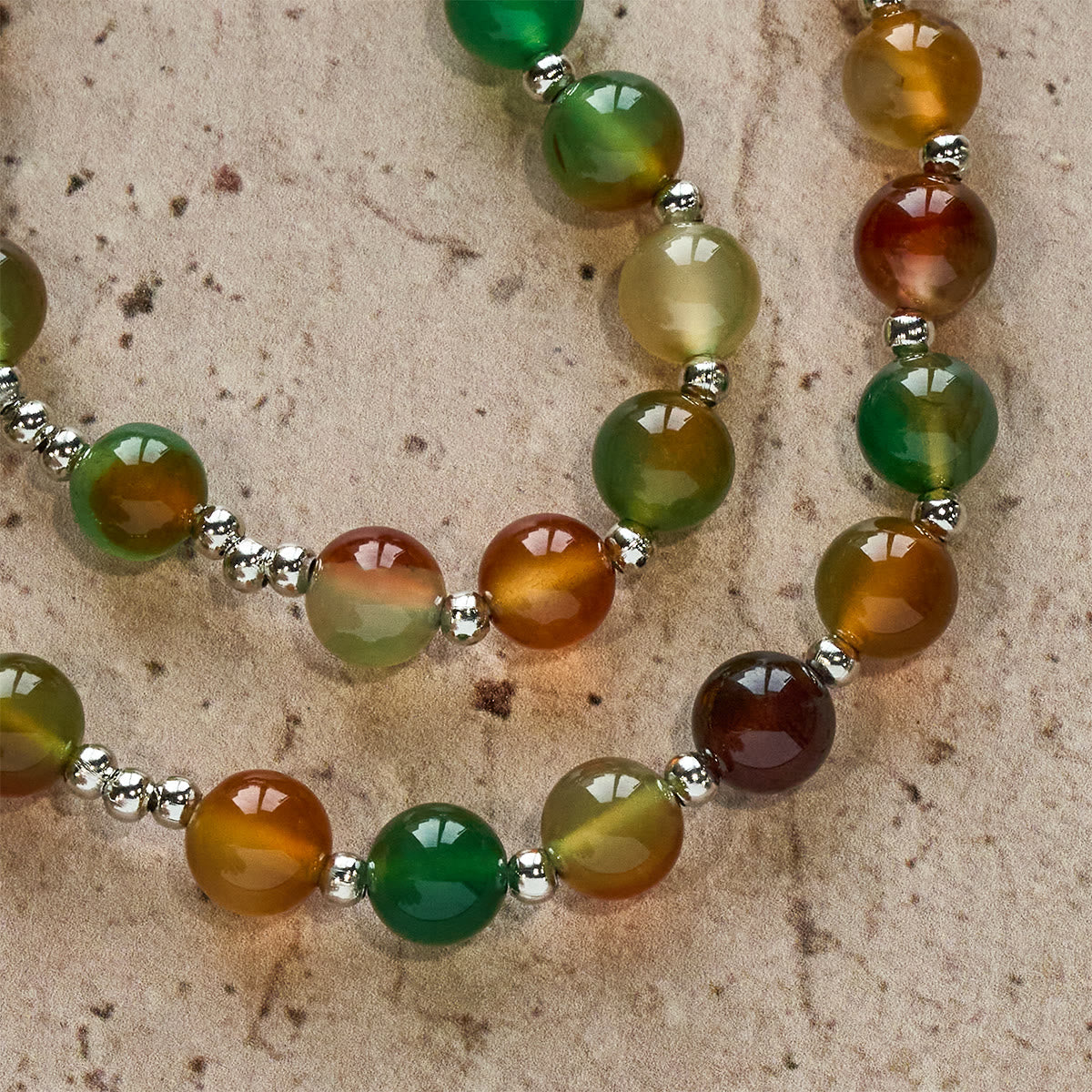 Pulsera de Rosario de Navidad de Malaquita Multicapa con Cruz y Medalla
