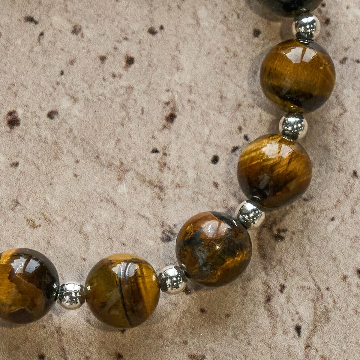Pulsera de Piedra Ojo de Tigre con Cruz "Coraje en Cristo": Ora sin Miedo