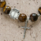 Pulsera de Piedra Ojo de Tigre con Cruz "Coraje en Cristo": Ora sin Miedo