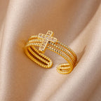 Anillo Cruzado Brillante: Diseño Tachonado de Zirconia para Regalos Impulsados por la Fe