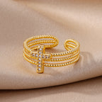 Anillo Cruzado Brillante: Diseño Tachonado de Zirconia para Regalos Impulsados por la Fe