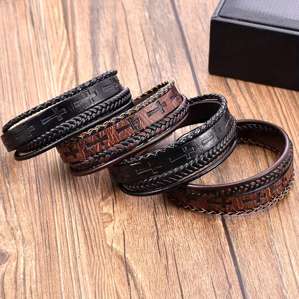 Pulsera Cruz de Cuero Trenzado: Declaración de Fe Robusta para la Devoción Diaria