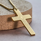 Collar con Cruz y Colgante del Padre Nuestro de Acero Inoxidable
