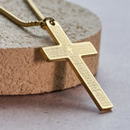 Collar con Cruz y Colgante del Padre Nuestro de Acero Inoxidable