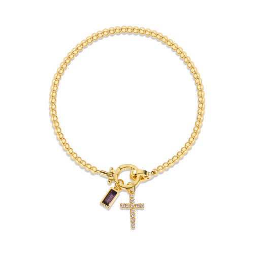 Pulsera con cruz y 12 piedras de nacimiento: Identidad impulsada por la fe y devoción eterna