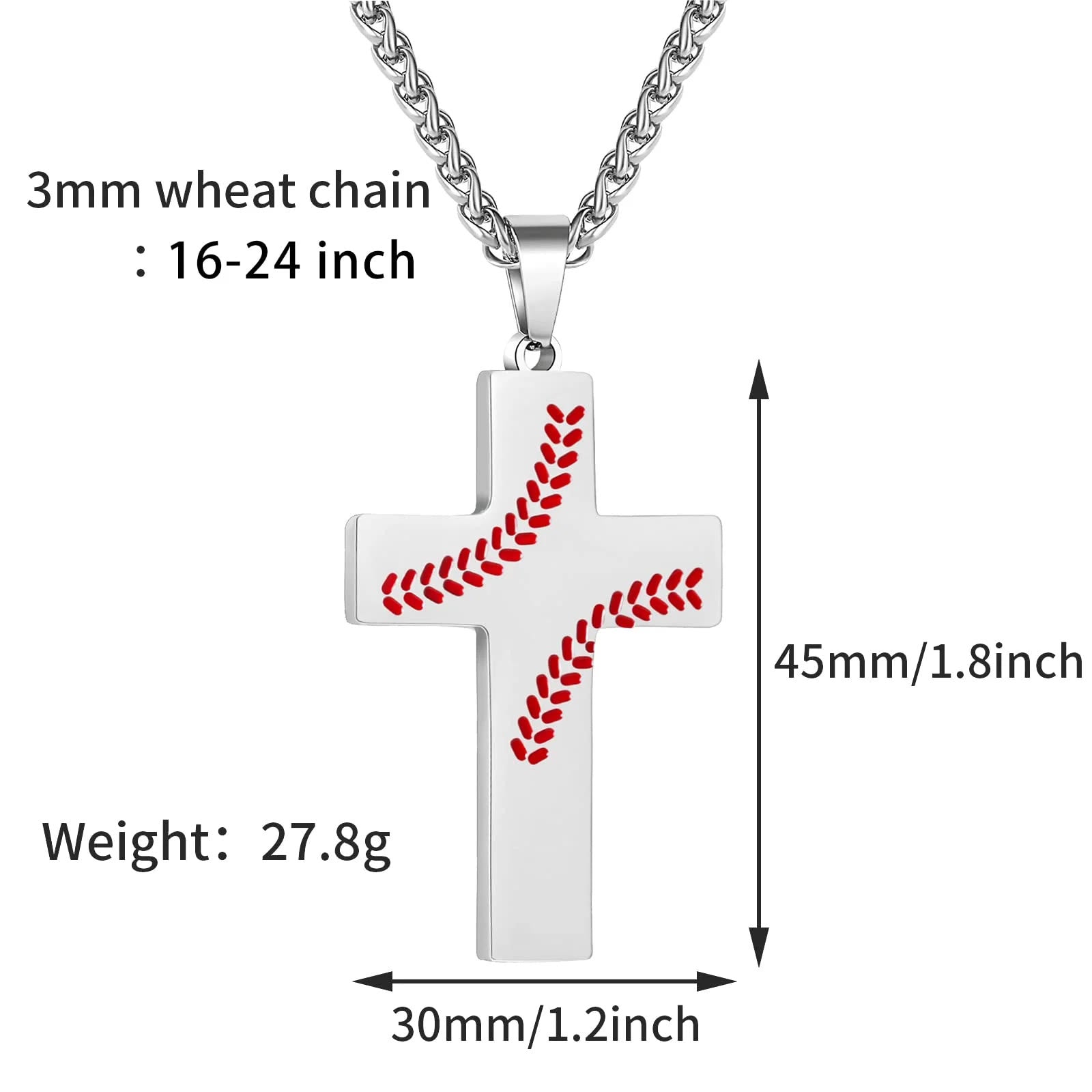 Baseball Stitch Cross Necklace: Athletic Devotion & Inspirational Quote
