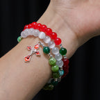 Christmas Jade Agate Rosary Bracelet: Faith & Festive Devotion