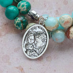 Pulsera Rosario de Piedra Shoushan y Piedra Veteada Verde: Devoción y Gracia Terrenal