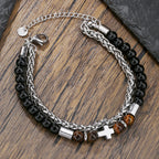 Pulsera de Ojo de Tigre y Ónix Negro: Identidad Impulsada por la Fe y Devoción Eterna