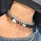 Pulsera de Ojo de Tigre y Ónix Negro: Identidad Impulsada por la Fe y Devoción Eterna
