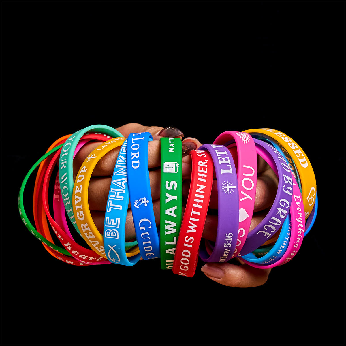Pulseras de silicona con versículos bíblicos: Recordatorios de fe y devoción colorida