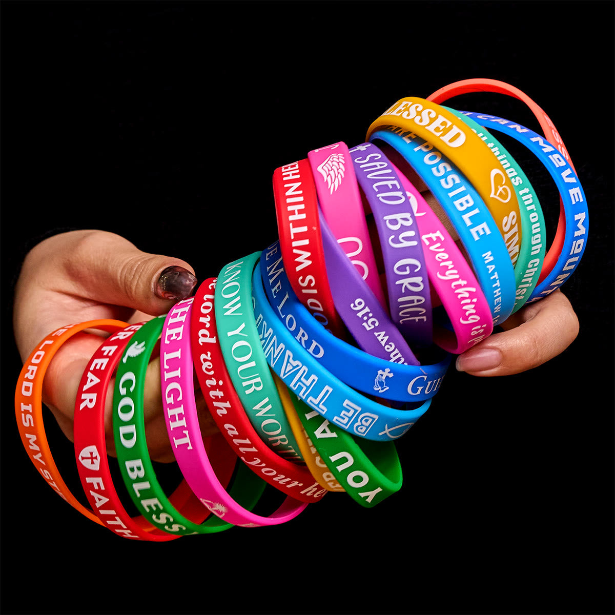 Pulseras de silicona con versículos bíblicos: Recordatorios de fe y devoción colorida