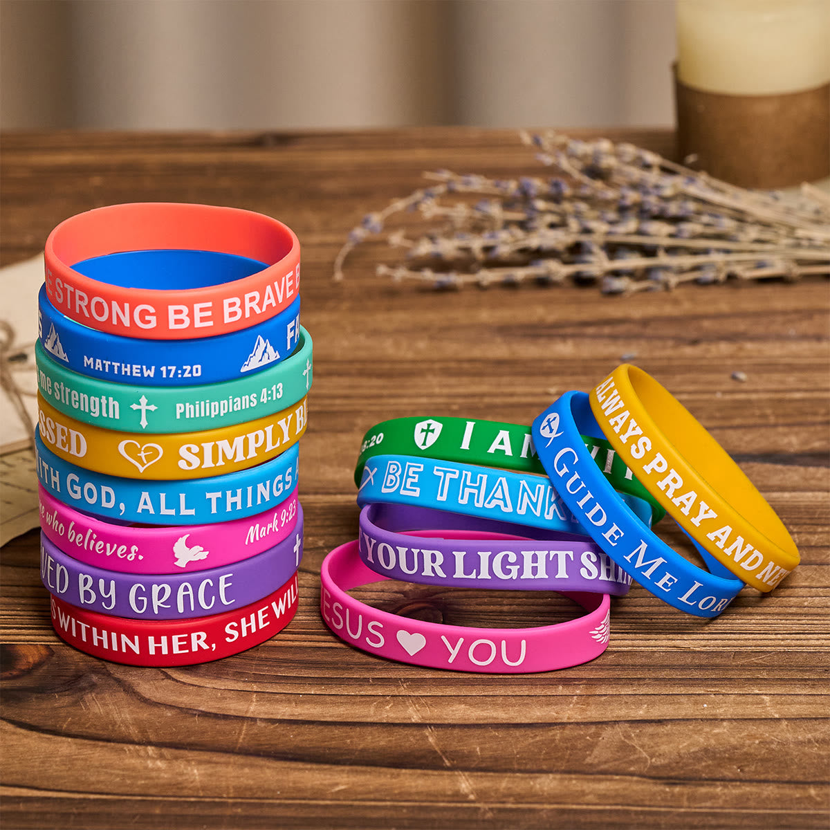 Pulseras de silicona con versículos bíblicos: Recordatorios de fe y devoción colorida