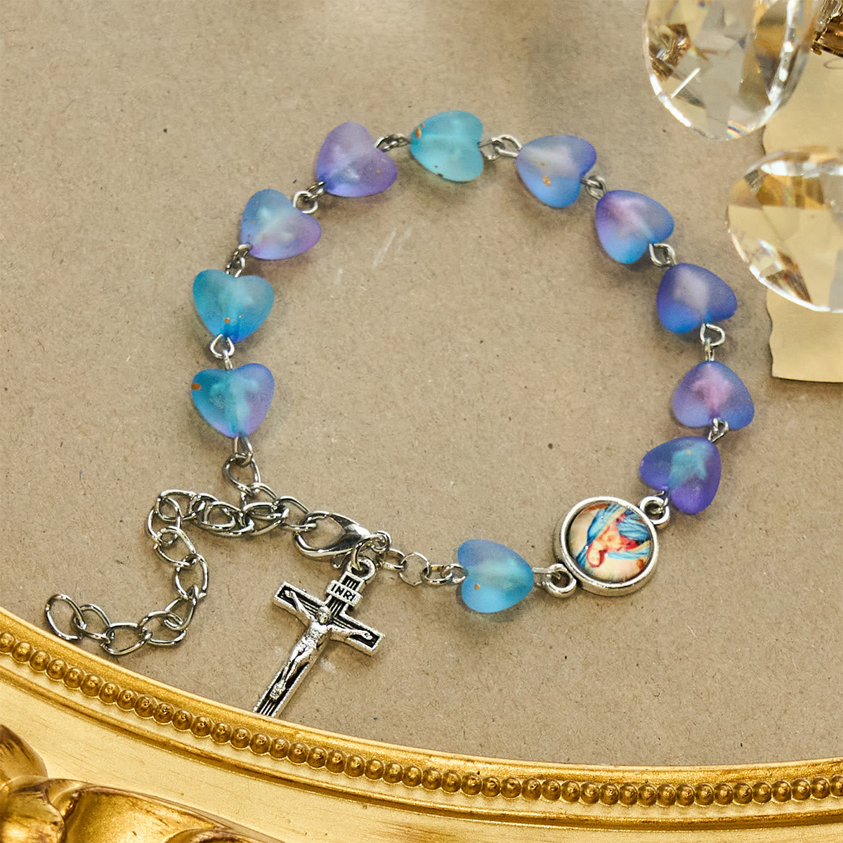 Rosario y pulsera Corazón Azul y Mariposa: Devoción y espiritualidad artística