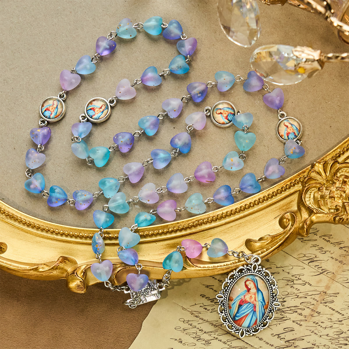Rosario y pulsera Corazón Azul y Mariposa: Devoción y espiritualidad artística