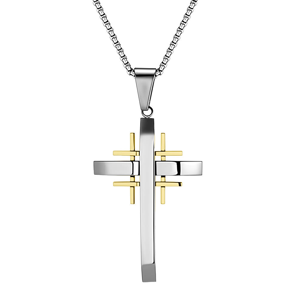 Collar con colgante de cruz geométrica: Fe moderna y devoción elegante