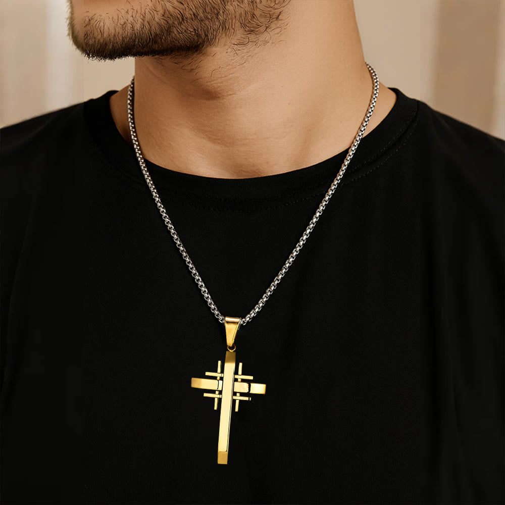 Collar con colgante de cruz geométrica: Fe moderna y devoción elegante