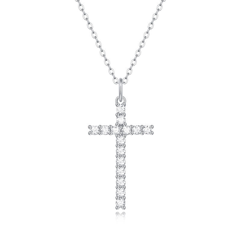 Collar de Cruz de Moissanita de Plata de Ley: Elegancia de Fe y Brillo Atemporal