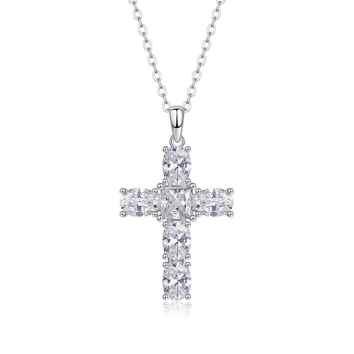 Collar de Cruz de Moissanita de Plata de Ley: Elegancia de Fe y Brillo Atemporal
