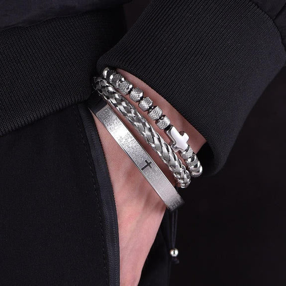 Conjunto de pulseras cruzadas apilables: Integración de la fe con estilo