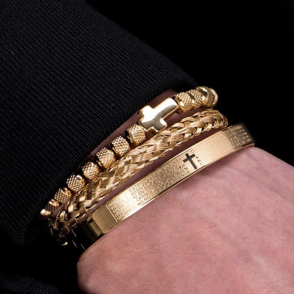 Conjunto de pulseras cruzadas apilables: Integración de la fe con estilo