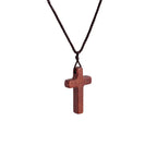 Handcrafted Red Sandalwood Cross Necklace — Simple Devotion, Everyday Wear