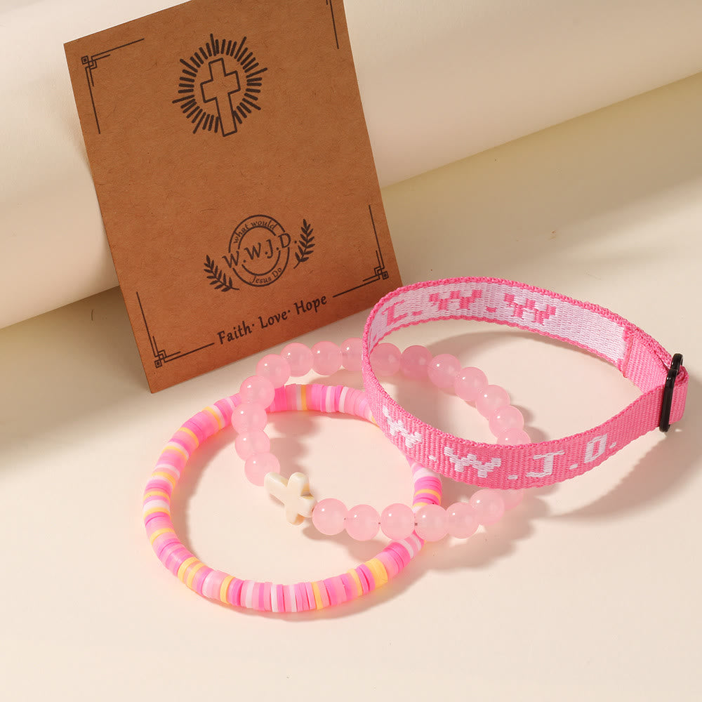 Pulsera con mensaje de fe y cruz con tarjeta WWJD: recuerdo listo para regalar