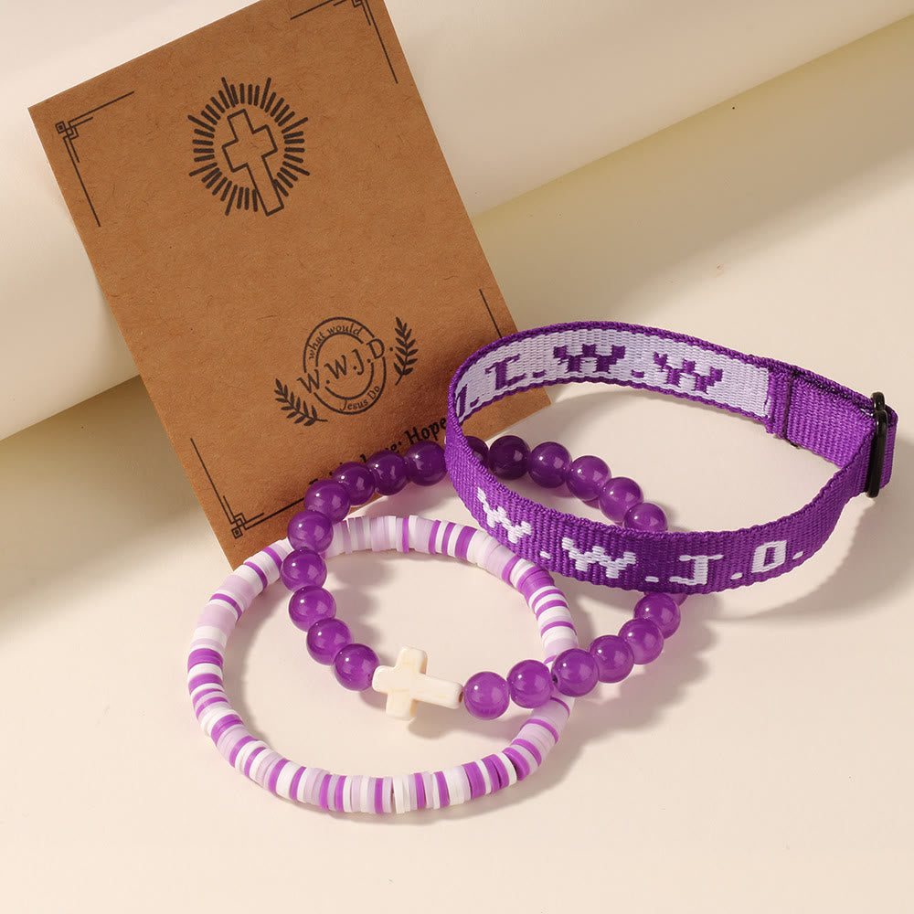 Pulsera con mensaje de fe y cruz con tarjeta WWJD: recuerdo listo para regalar