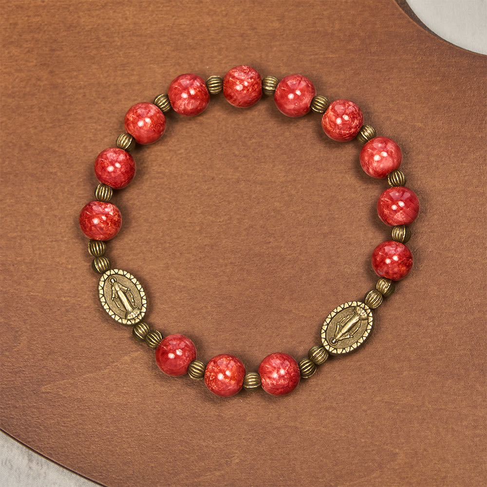 Rosario de cristal con pintura al óleo, pulsera: Recordatorio de fe y gracia para momentos de recogimiento