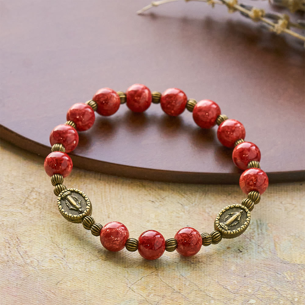 Rosario de cristal con pintura al óleo, pulsera: Recordatorio de fe y gracia para momentos de recogimiento