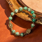 Rosario de cristal con pintura al óleo, pulsera: Recordatorio de fe y gracia para momentos de recogimiento