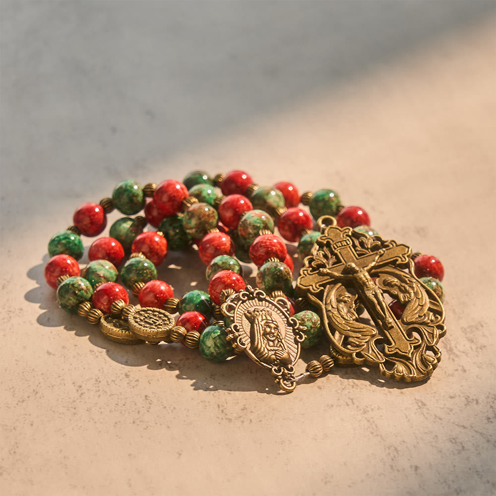 Rosario de cristal con pintura al óleo, pulsera: Recordatorio de fe y gracia para momentos de recogimiento