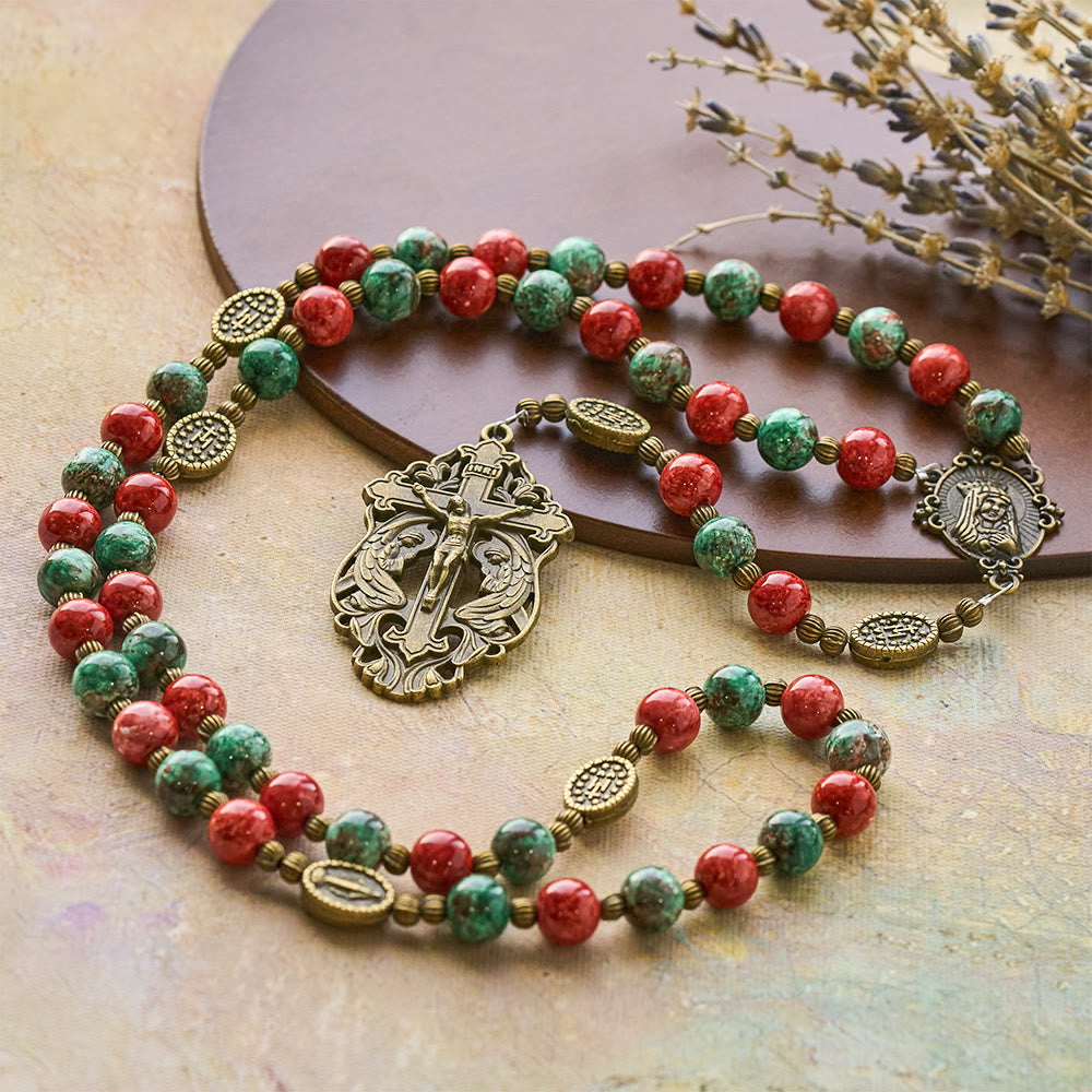 Rosario de cristal con pintura al óleo, pulsera: Recordatorio de fe y gracia para momentos de recogimiento
