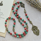 Rosario de cristal con pintura al óleo, pulsera: Recordatorio de fe y gracia para momentos de recogimiento
