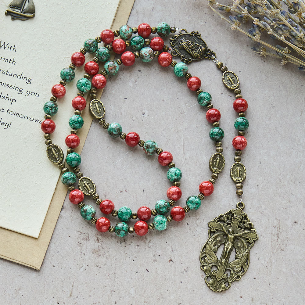 Rosario de cristal con pintura al óleo, pulsera: Recordatorio de fe y gracia para momentos de recogimiento