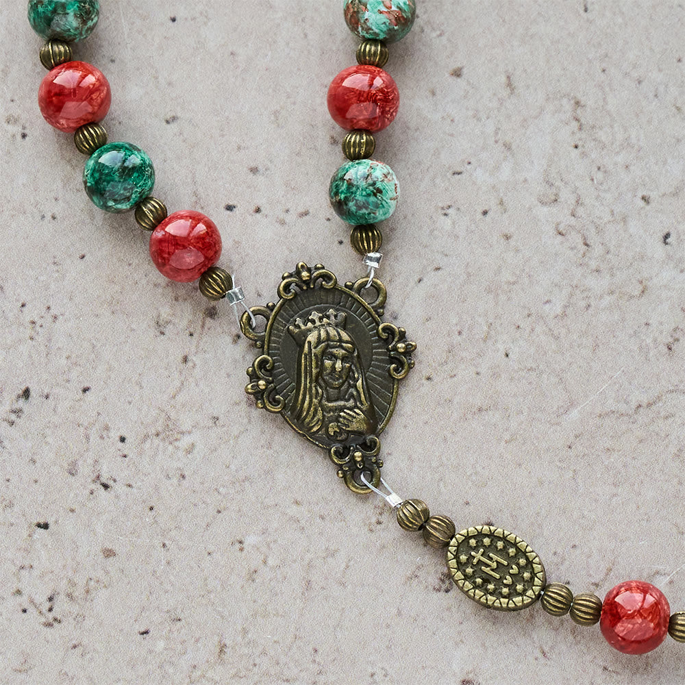 Rosario de cristal con pintura al óleo, pulsera: Recordatorio de fe y gracia para momentos de recogimiento