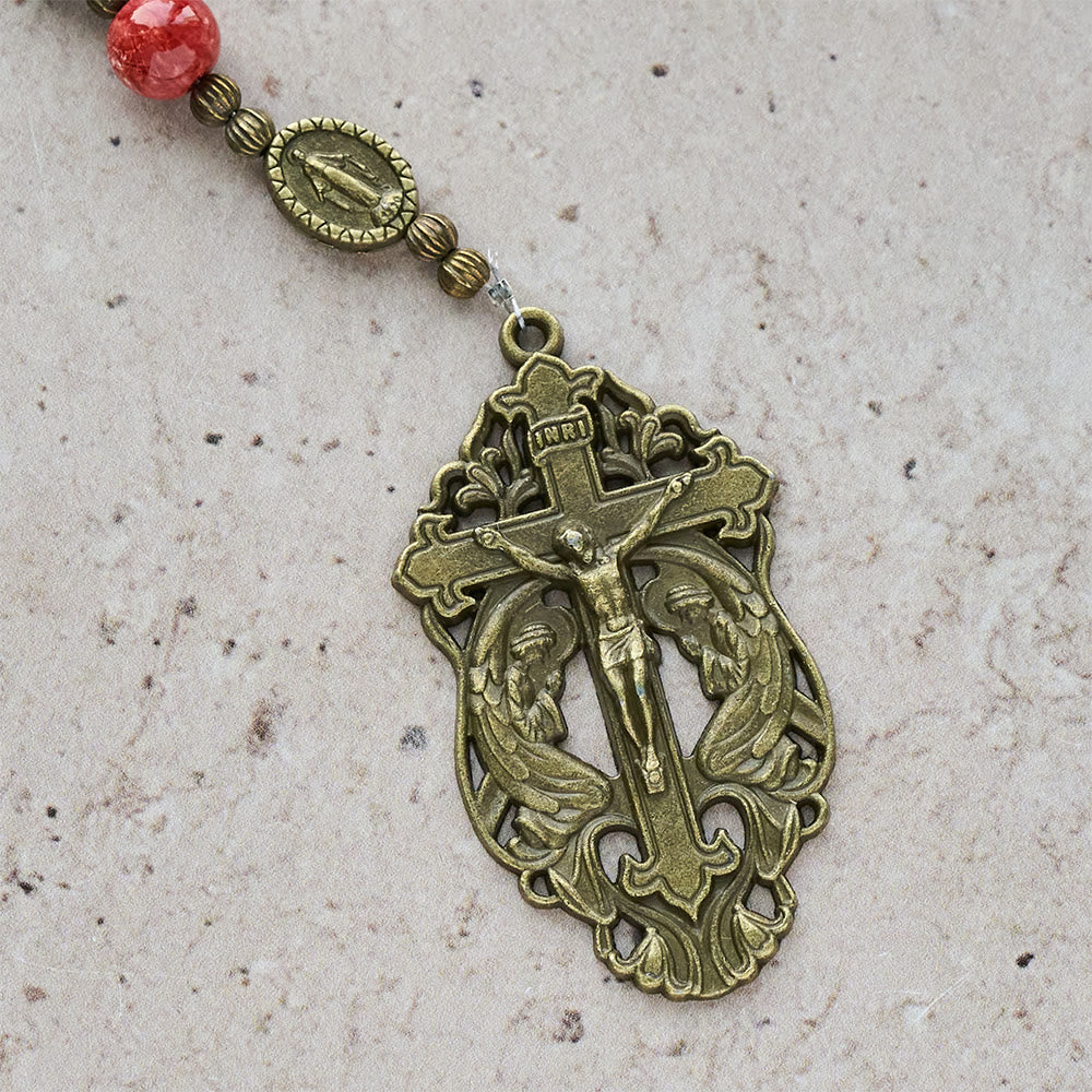 Rosario de cristal con pintura al óleo, pulsera: Recordatorio de fe y gracia para momentos de recogimiento