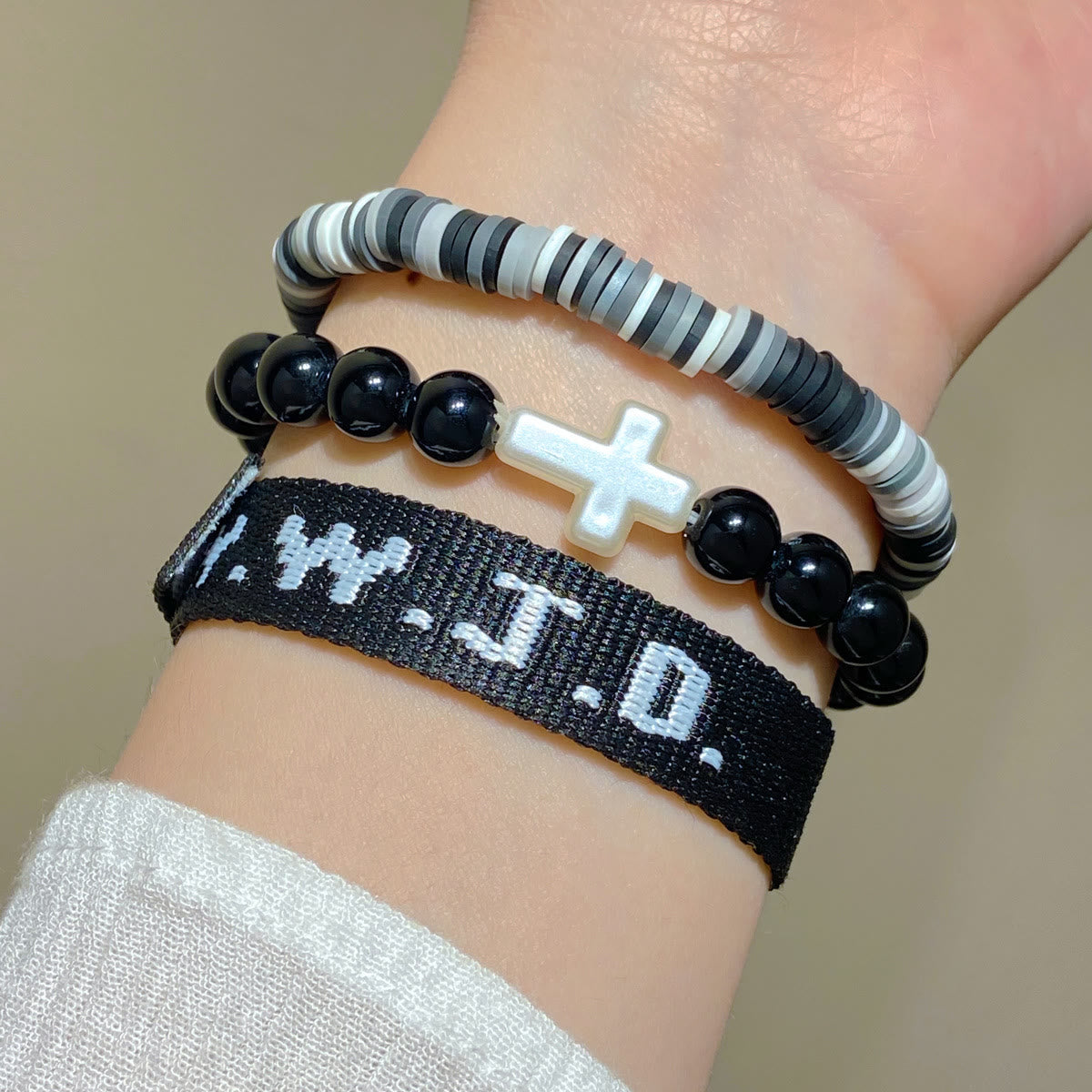 Pulsera con mensaje de fe y cruz con tarjeta WWJD: recuerdo listo para regalar