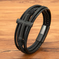 Pulsera de cuero en forma de cruz de tres estilos: fe personalizada en cada hebra