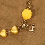 Set de rosario y pulsera de cuentas de corazón amarillo: Compañero tierno de la gracia diaria