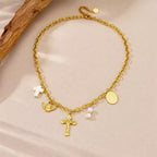 Collar de Medalla y Cruz de Tres Estilos: Devoción Delicada para Uso Diario