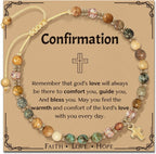 Pulsera de piedra natural y cruz con serie de tarjetas bíblicas: tierna devoción para momentos especiales