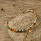 Pulsera de piedra natural y cruz con serie de tarjetas bíblicas: tierna devoción para momentos especiales
