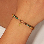 Pulsera de piedra natural y cruz con serie de tarjetas bíblicas: tierna devoción para momentos especiales