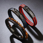 Pulsera de cuero trenzado con cruz de Josué 1:9: Coraje audaz para el uso diario
